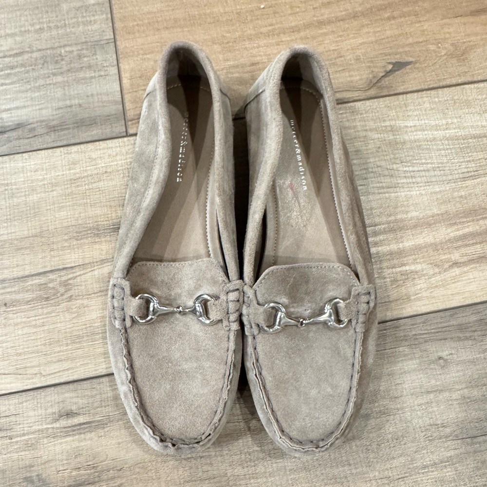 Mercer & Madison Gray Suede loafers size 9 with silver hardware